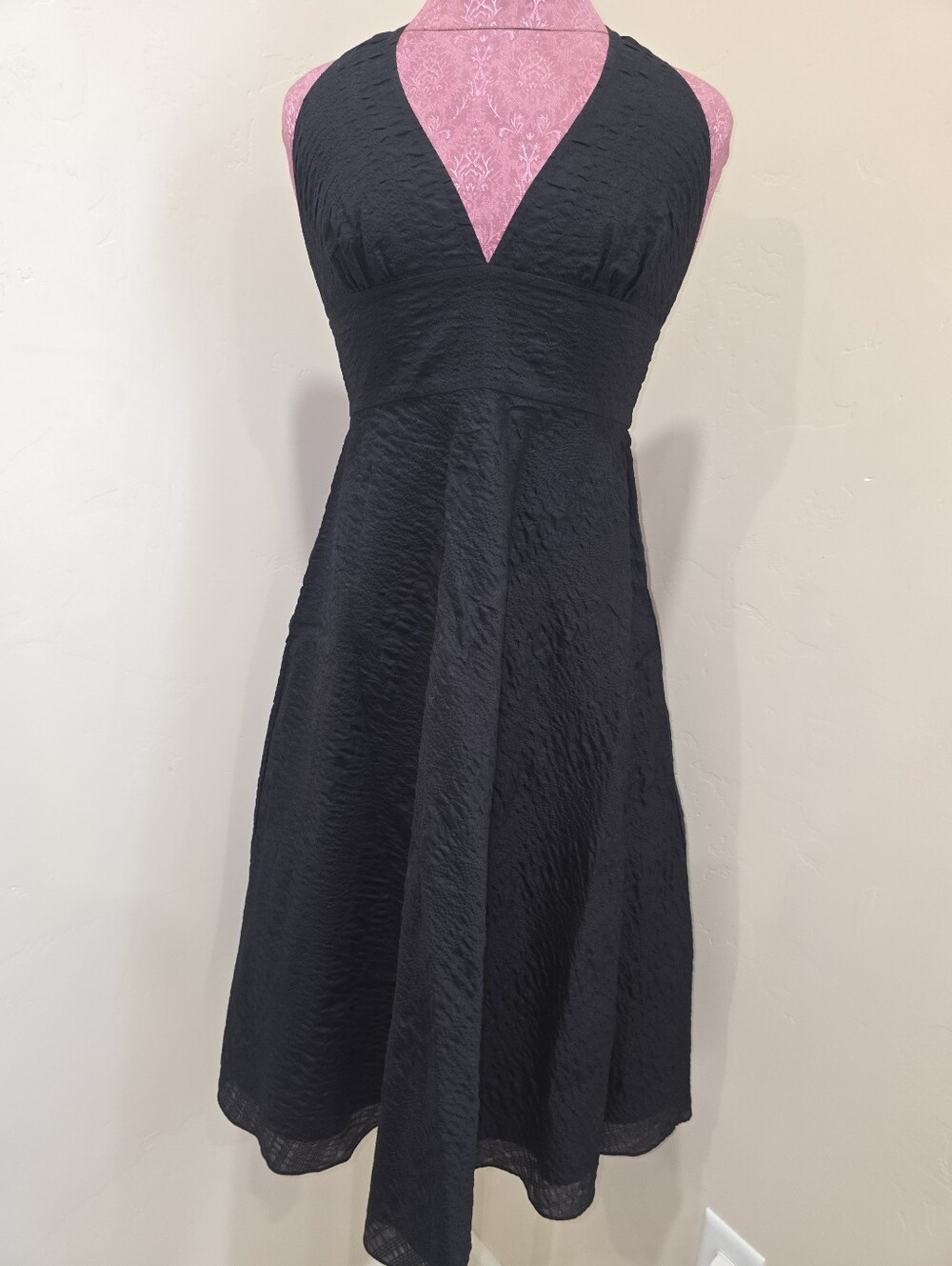 J Crew Womens Halter Neck Sleeveless A Line Dress Black Sz 8 NWT Cotton Midi